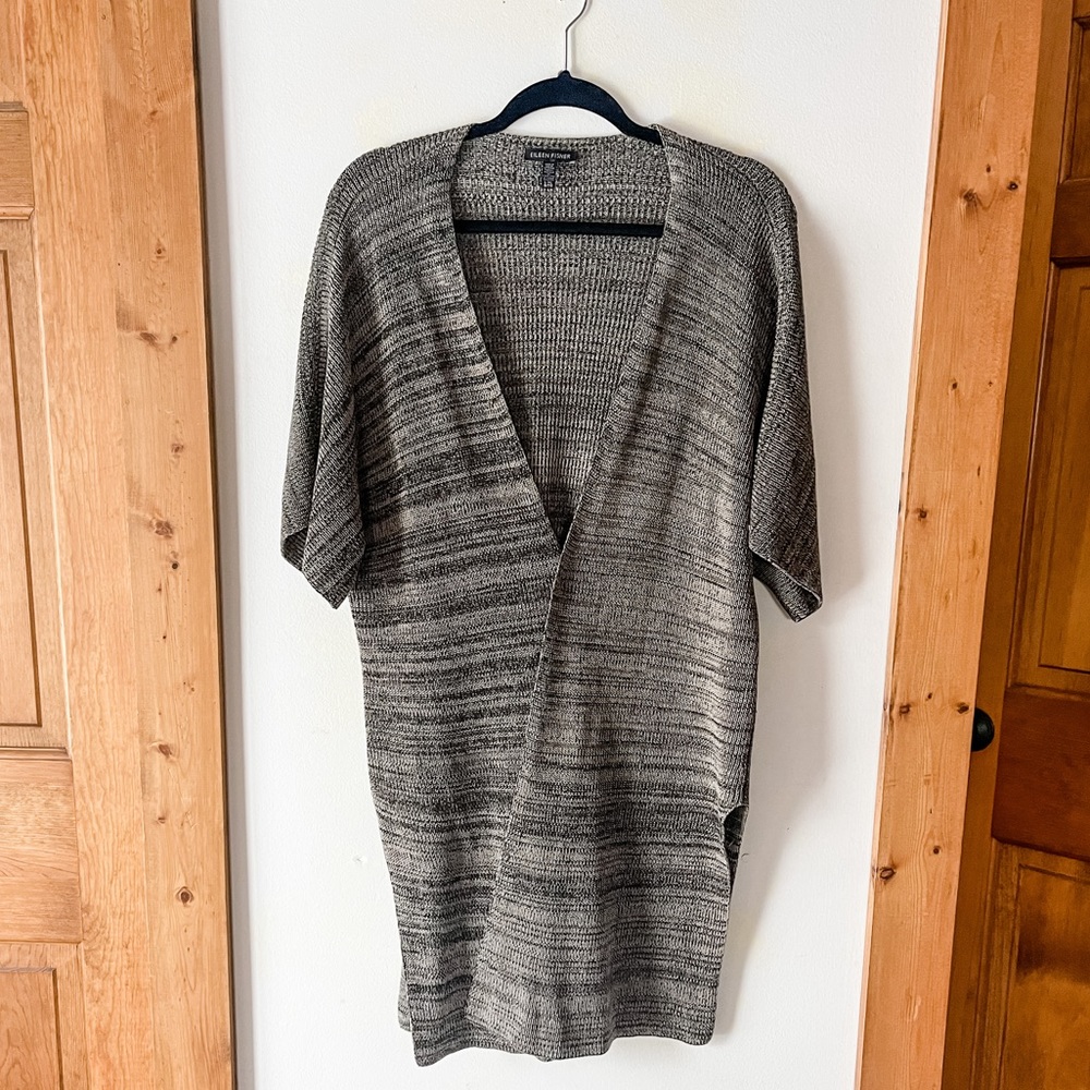 Eileen Fisher Gray Split Side Midi Open Cardigan … - image 3